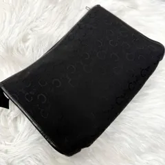 CELINE セリーヌ 総柄ロゴレザーキャンバスクラッチバッグ セカンドバッグ ロゴ革鞄FRANCE フランス製 ブラック 男女兼用 ユニセックス