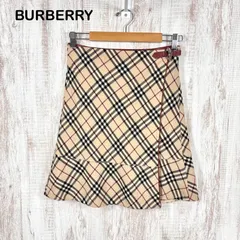 00s BURBERRY BLUE LABEL バーバリーブルーレーベル 定番カラー ノバチェック ベルト付き ウール 巻きスカート ベージュ y2k 平成ギャル