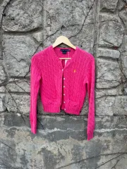 ポロラルフローレン ヴィンテージ ウィメンズ ケーブル編み ニット カーディガン ピンク