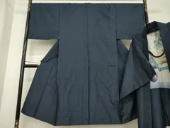 平和屋着物●男性　本場大島紬　アンサンブル　変わり格子　羽裏：一富士二鷹三茄子　正絹　逸品　AABG4952ck