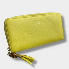 【箱付き】GUCCI グッチ 長財布 ラウンドファスナー バンブー タッセル イエロー 財布