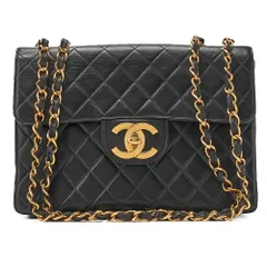 CHANEL シャネル チェーンショルダーバッグ デカココマーク マトラッセ 30cm  シングルフラップ ラムスキン 黒 （ゴールド金具） レディース バッグ レディース【中古】【送料無料】