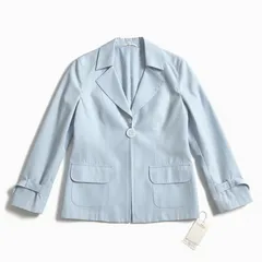 ピエールカルダン pierre cardin ジャケット タグ付き 薄手 ジップ チャーム 袖タブ ポケット 日本製 水色 ペールブルー系 9サイズ 991951のサムネイル