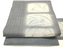 平和屋着物＊夏物　九寸名古屋帯　夏虫草葉文　金彩　麻　逸品　DABC8434cm