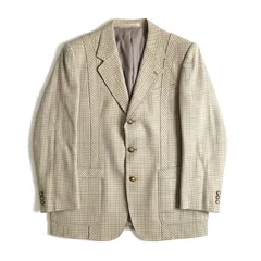 ランバン LANVIN ジャケット チェック柄 スリット ポケット 肩パッド オレンジ ベージュ系 ST50サイズ 996261