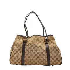 グッチ GGキャンバス ショルダーバッグ トートバッグ 232957 ベージュ ピンク キャンバス レザー レディース GUCCI【1-0257105】