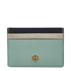 トリーバーチ カードケース パスケース グリーン ゴールド ブラック レザー レディース Tory Burch【1-0258369】