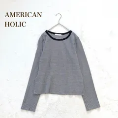 アメリカンホリック 長袖カットソー ボーダー　総柄　丸首　綿