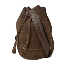 セリーヌ CELINE 巾着 ショルダーバッグ スエード ヴィンテージ ブラウン M14