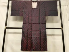 平和屋着物＃道行コート　雨コート　単衣　幾何学文様　ロング丈　正絹　逸品　CABD1436in