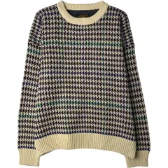 古着 80~90年代 エディーバウアー Eddie Bauer 総柄 千鳥格子柄 コットンニットセーター メンズL相当 ヴィンテージ/eaa399107