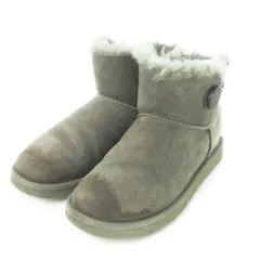 アグ オーストラリア UGG australia W MINI BAILEY BUTTON ムートンブーツ フラット ショート ロゴ 6 23cm グレー 3352 /AO2 ■GY01