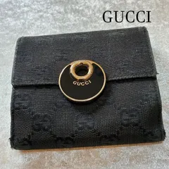 グッチ　GUCCI　GGキャンバスレザー　ブラックエクリプス　Wホック　2つ折り長財布