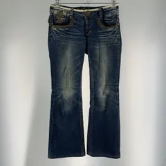 【中古】RED PEPPER ブーツカットデニムパンツ サイズW29 インディゴ 刺繍[19]