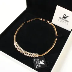 MNL25038 未使用 SWAROVSKI スワロフスキー ネックレス ゴールドカラー リーフモチーフ ペンダント アクセサリー