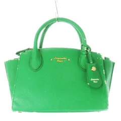 サマンサベガ Samantha Vega ハンドバッグ 2way ショルダーバッグ レザー 革 シボ革 ロゴ ストラップ付き ビジュー 緑 グリーン /CK6