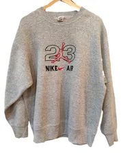 NIKE 刺繍スウェット size:L グレー 銀タグ 90s JORDAN MADE IN USA 袖ダメージ有
