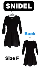 SNIDEL ワンピース ニット切替 フリーサイズ ブラック フレア 長袖 きれいめ 上品 ミニ丈 スナイデル レディース