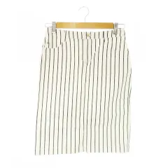 イエナ IENA タイトスカート ひざ丈 ツイル カジュアル ストライプ 38 M 白 アイボリー /CK35