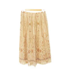 レリアン Leilian プリーツスカート フレア ロング ペイズリー柄 総柄 11 ベージュ 茶 ブラウン /AH3 ■GY44