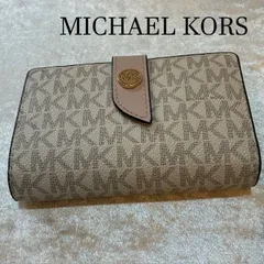マイケルコース　MICHAELKORS　GREENWICH　MKシグネチャー　PVCレザー　ジップアラウンド　コンパクトウォレット　２つ折り財布