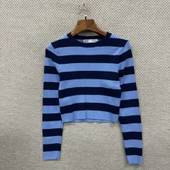 ザラ ZARA ボーダー柄 クロップド ニット M M12294