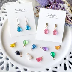 【推し色】  一粒の雫ピアス/イヤリング  短めver.  【受注制作】  (ハンドメイドアクセサリー)