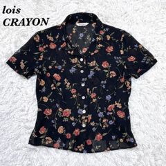 【美品】 lois CRAYON 半袖開襟シャツブラウス M ブラック 花柄 美品】 lois CRAYON 半袖開襟シャツブラウス M ブラック 花柄 - Mercari
