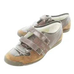 サルヴァトーレフェラガモ Salvatore Ferragamo NEWAGE スニーカー レザー 革 スエード 面テープ ロゴ刺繍 5.5 22.5cm 茶 ブラウン /CK12 ■GY18