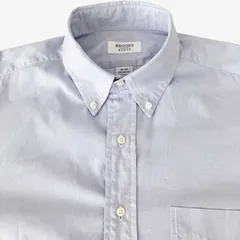 【16-34】Brooks Brothers(ブルックスブラザーズ )Brooks Basics BDシャツ 16-34 ブルー 無地 オックスフォード ピンポイント コットン100% ポケット付 タイ製 メンズXL相当