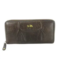 コーチ COACH 長財布 ロングウォレット 小銭入れあり ラウンド レザー 革 タック ロゴ 茶 ブラウン /CK26 ■GY18