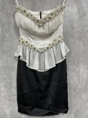 Andy アンディ キャバ嬢 キャバドレス ベアトップ ワンピース sizeS/白ｘ黒 ■■◎レディース