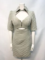 2299 DAZZY デイジー　キャバクラ　ドレス　ワッフル　フロントジップ　ウエストカット　タイト　ミニ　伸縮性　キャバドレス　M