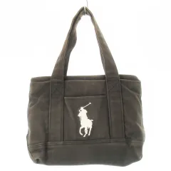 ポロ ラルフローレン POLO RALPH LAUREN トートバッグ ハンドバッグ キャンバス 帆布 ビッグポニー ロゴ刺繍 カーキ /CK16 ■GY11