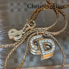 クリスチャンディオール　ChristianDior　　ラインストーン　CDロゴ　ペンダントネックレス