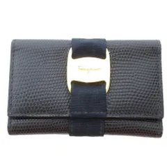 サルヴァトーレフェラガモ Salvatore Ferragamo ヴァラ キーケース 6連 ロゴ レザー 黒 ブラック /AE ■GY11