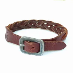 IL BISONTE　イル ビゾンテ 編みレザー ブレスレット イタリア製 赤茶