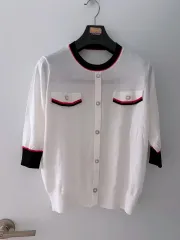 (新品)アイボリー バイカラー カーディガン /M