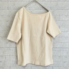 ロデオクラウンズ　Rodeo Crowns　リブ　カットソー フリーサイズ【M～L相当】　Tシャツ　アシンメトリー　半袖　無地　綿　アイボリー 　レディース