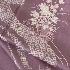 付下げ 刺繍 絞り 紗綾形の地紋 紋無し 正絹 着物 MK-4025