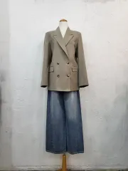 春新商品 ベージュ ダブル ボタン ジャケットF