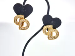 クリスチャン・ディオール　Christian Dior　CDロゴ　ラインストーン　イヤリング　ゴールドカラー　送料無料