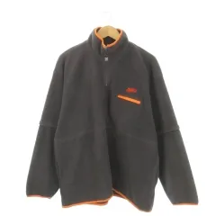 プーマ PUMA フリースジャケット プルオーバー スタンドカラー ロゴ刺繍 ポイントカラー O グレー /CK3 ■GY99