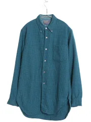 60s USA製 ペンドルトン 3点留め ボタンダウン ウール シャツ メンズ M ヴィンテージ 千鳥格子 チェック 長袖シャツ マルチカラー シンプル