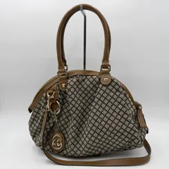 GUCCI（グッチ）ディアマンテ スーキー 2WAY ショルダーバッグ キャンバス レザー ブラウン系