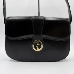 GUCCI（グッチ） オールドグッチ ヴィンテージ ショルダーバッグ ブラック レザー インターロッキングG