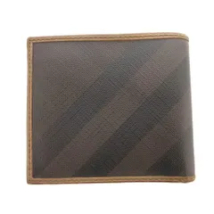 バーバリー BURBERRY 二つ折り財布 ウォレット レザー PVC 茶 ブラウン チェク柄 IBO82 /FF