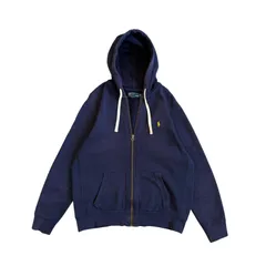 Polo by Ralph Lauren / ポロバイラルフローレン 90's ヘビーウェイト ジップアップフーディ 裏起毛 ポニー刺繡 ネイビー XLサイズ