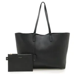 SAINT LAURENT PARIS サン ローラン パリ YSL イブサンローラン ショッピングトート ショルダーバッグ レザー ブラック 黒 ポーチ付き 394195