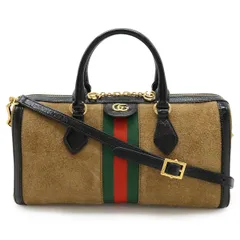 GUCCI グッチ オフィディア シェリーライン ハンドバッグ ミニボストンバッグ ショルダーバッグ スエード パテントレザー ブラウン ブラック 524532